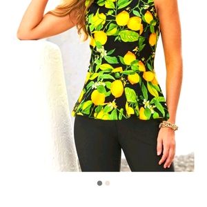 Lemon print peplum top